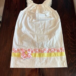 Source Unknown White Dress with Pink and Yellow Accents